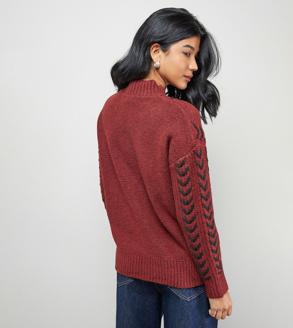 ويرهاوس ويرهاوس - أحمر Round Neck Sweaters