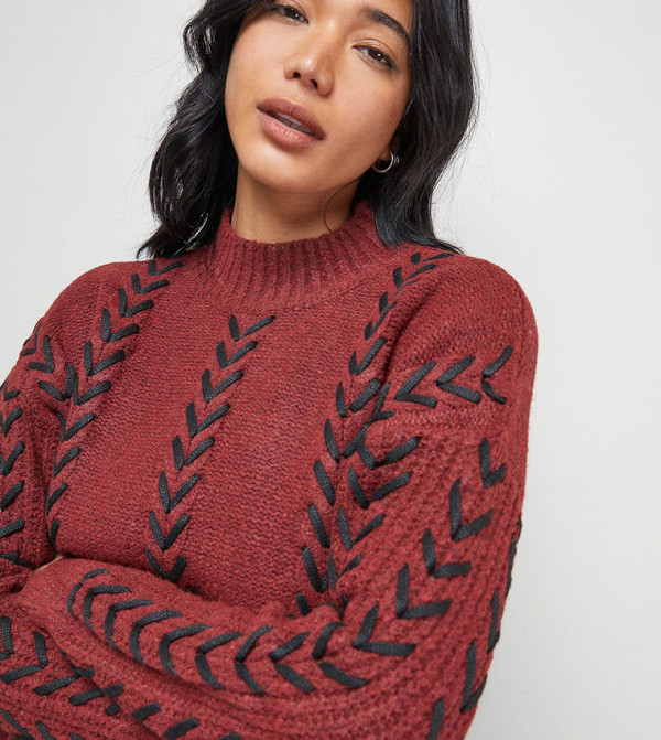 ويرهاوس ويرهاوس - أحمر Round Neck Sweaters