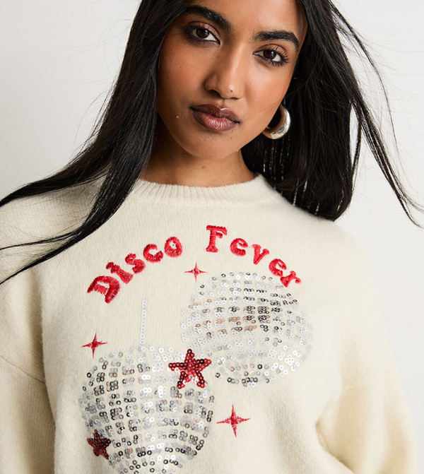 Warehouse Warehouse - Ivory Round Neck Sweaters