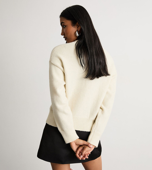 Warehouse Warehouse - Ivory Round Neck Sweaters