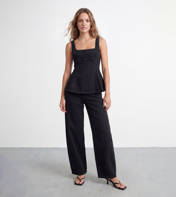 بوهو  denim-obsessed - أسود Straight Jeans