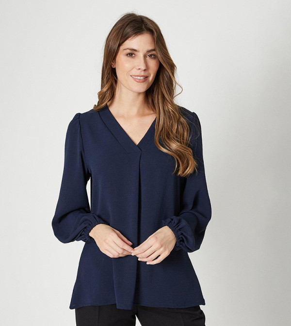 واليس - إكسبرس  statement-sleeve-babydoll - كحلي قمصان