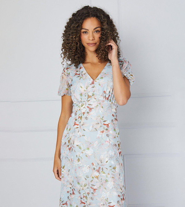 واليس - اوتليت pretty-in-prints-w - أزرق Midi Dresses