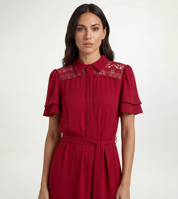 واليس   فساتين - أحمر Midi Dresses