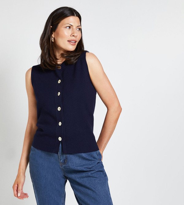Wallis Wallis - Navy Sleeveless Tops