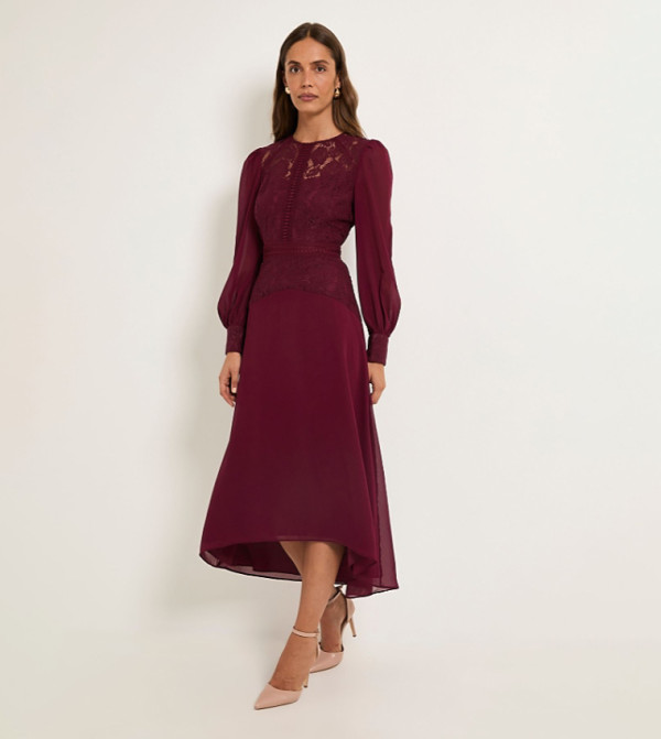 واليس   فساتين ميدي  - خمري  Midi Dresses