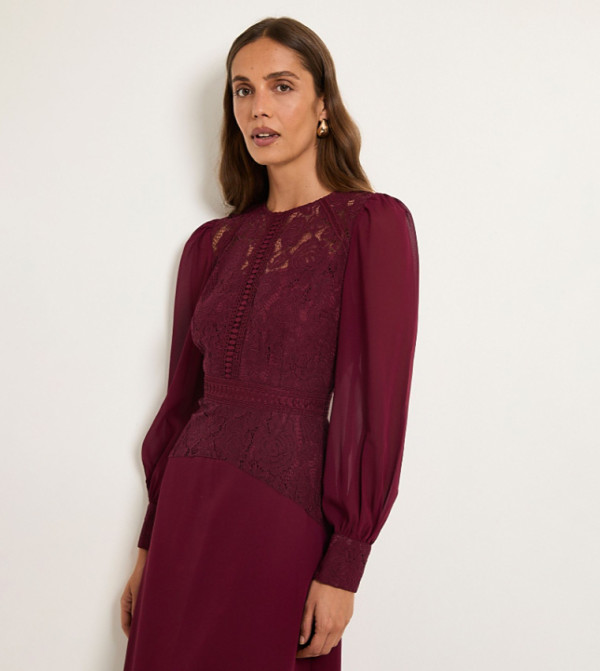واليس   فساتين ميدي  - خمري  Midi Dresses
