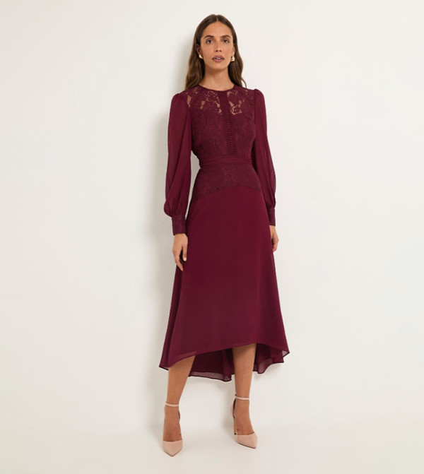 واليس   فساتين ميدي  - خمري  Midi Dresses