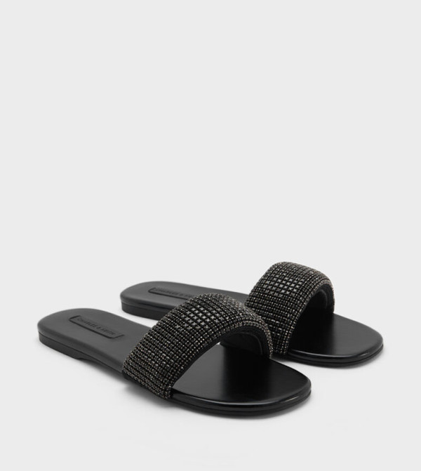 Charles & Keith Flat Sandals - BLACK Flat Sandals
