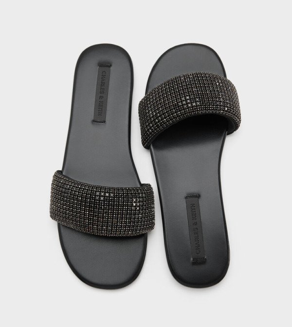 Charles & Keith Flat Sandals - BLACK Flat Sandals