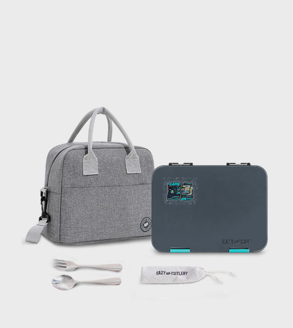 Eazy Kids School Supplies - Grey Lunch Box