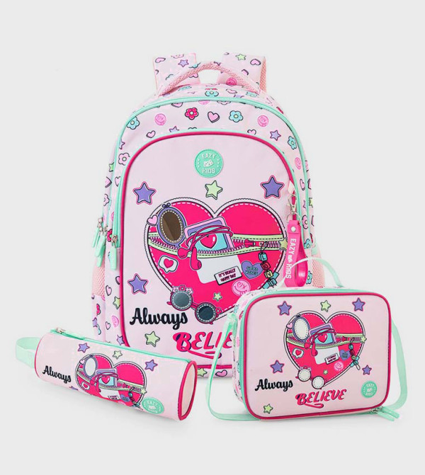 Eazy Kids  Backpack Set - Pink Backpack Set