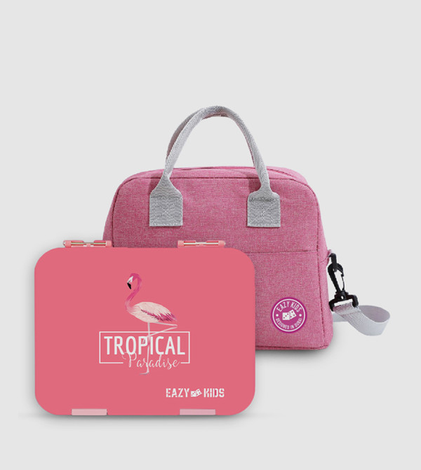 ايزي كيدز  طقم حقيبة الغداء - وردي طقم حقيبة الغداء