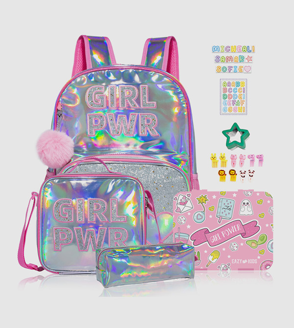 Eazy Kids Back to School - Pink Backpack Set