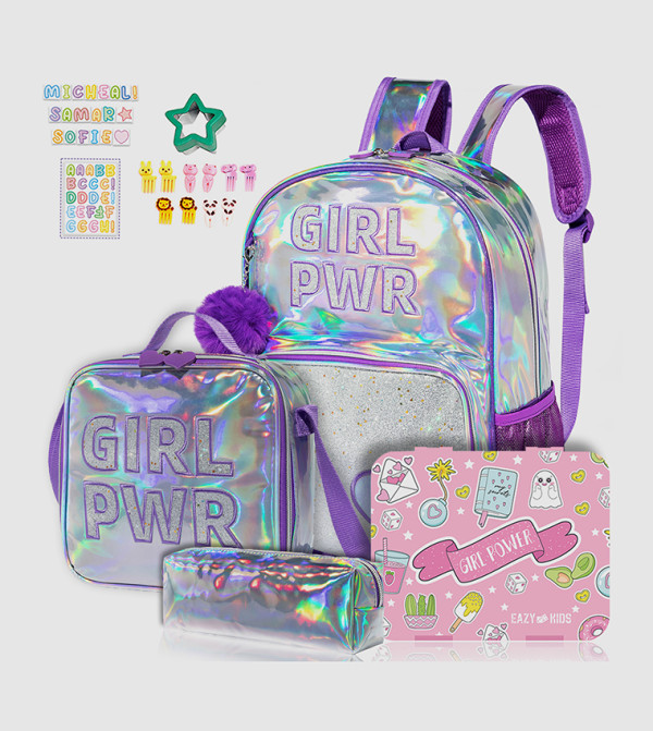Eazy Kids Back to School - Purple Backpack Set