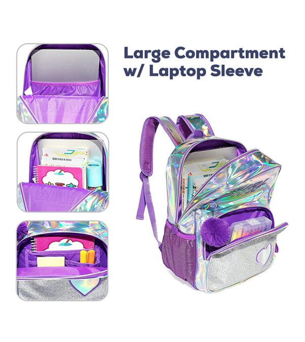 Eazy Kids Back to School - Purple Backpack Set