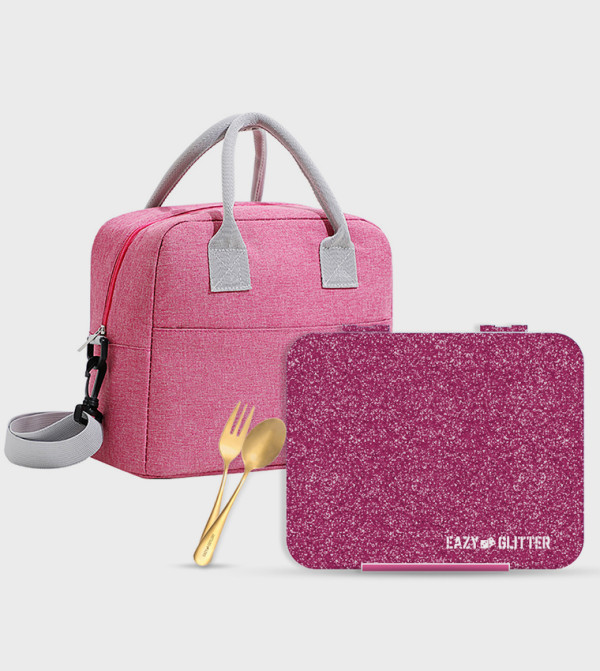 ايزي كيدز  طقم حقيبة الغداء - وردي طقم حقيبة الغداء