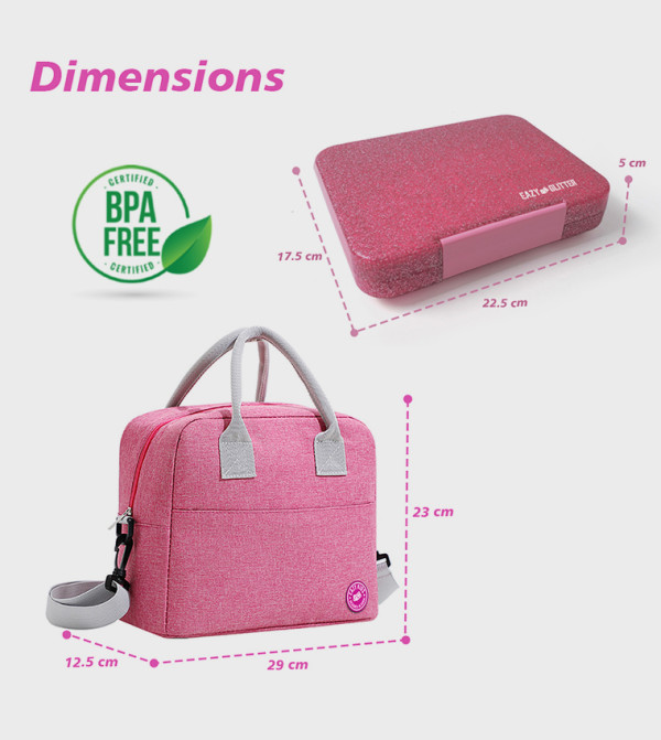 ايزي كيدز  طقم حقيبة الغداء - وردي طقم حقيبة الغداء