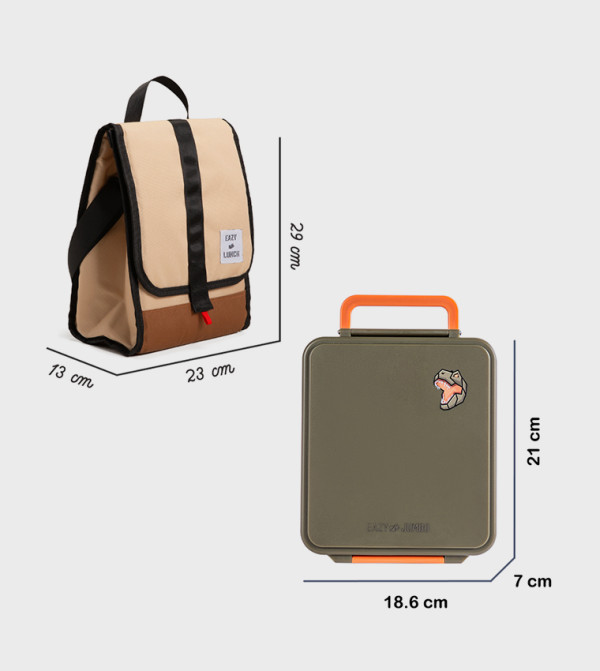 Eazy Kids  nautical-sharks-sea-life - Orange Lunch Bag Set