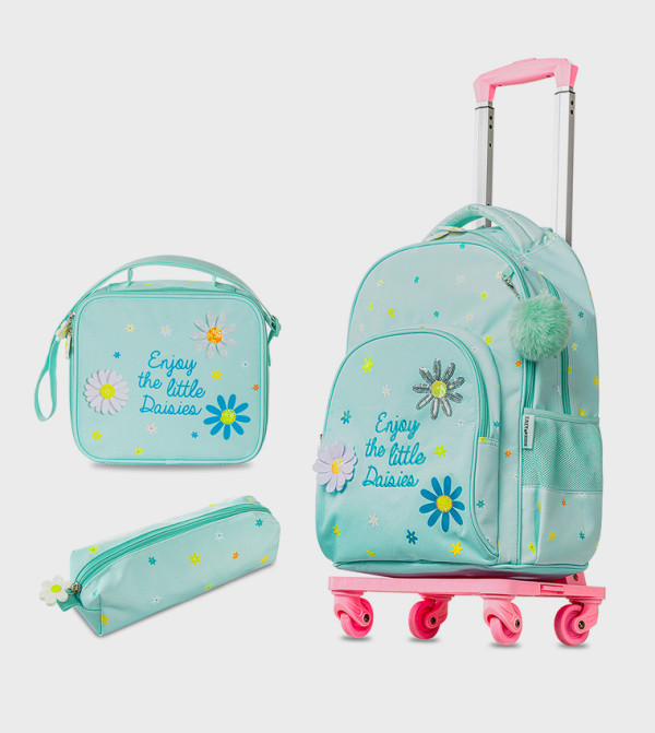 Eazy Kids  - Green Trolley Backpack Set