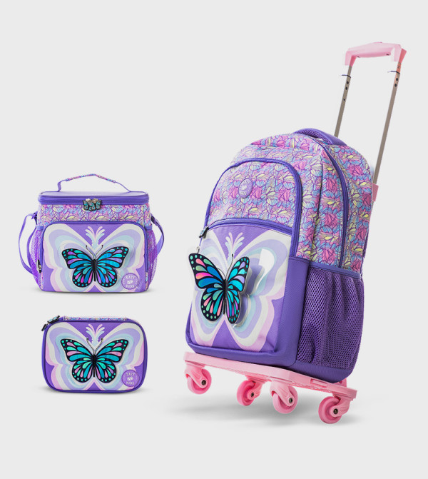 Eazy Kids  - Purple Trolley Backpack Set