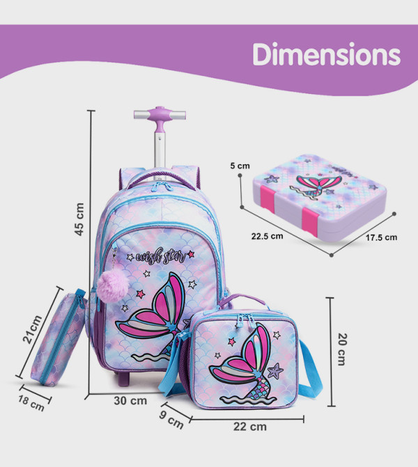 Eazy Kids Trolley Backpack Set - Purple Trolley Backpack Set