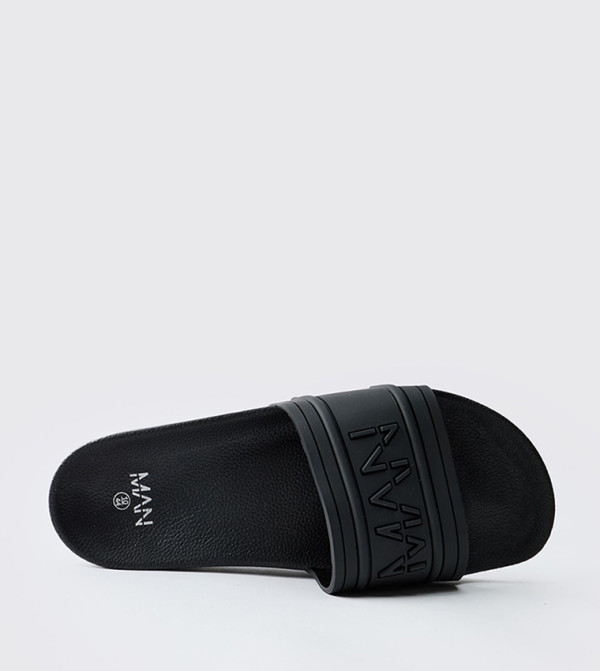boohooMAN - Outlet - Black Slides