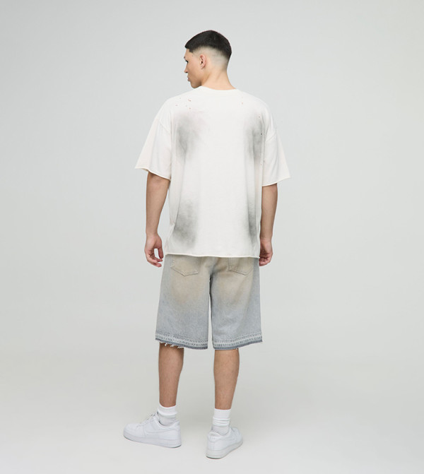 بوهو مان varsity - LIGHT GREY سراويل جينز قصيرة