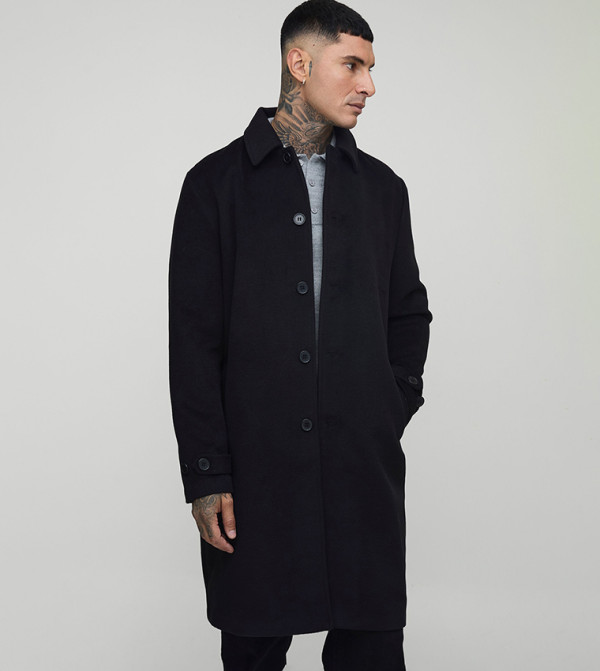 boohooMAN  Overcoats - Black Overcoats