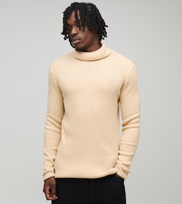 بوهو مان  سترات بياقة السلحفاة  - رملي  Turtle neck Sweaters