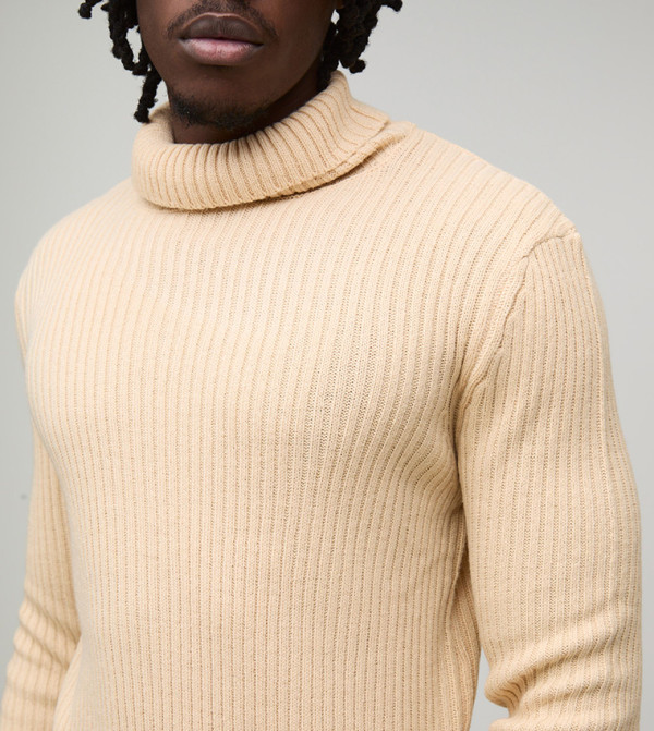 بوهو مان  سترات بياقة السلحفاة  - رملي  Turtle neck Sweaters