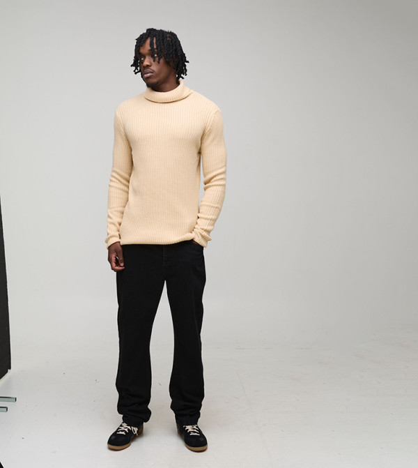 بوهو مان  سترات بياقة السلحفاة  - رملي  Turtle neck Sweaters