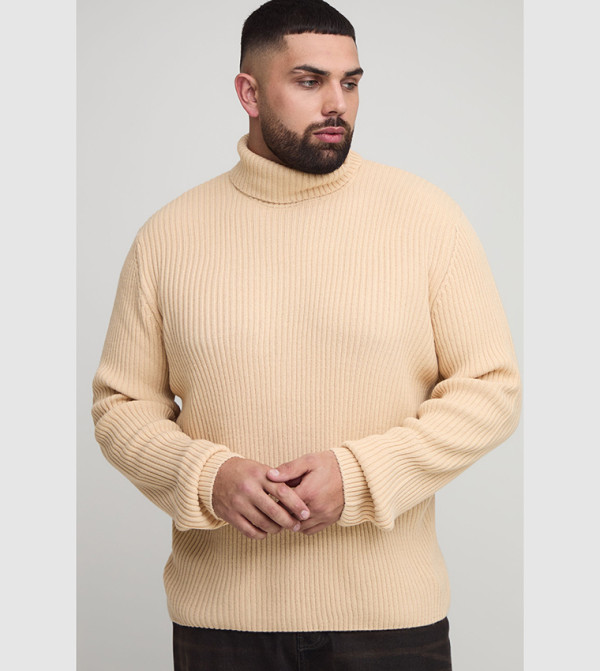 بوهو مان  سترات بياقة السلحفاة  - رملي  Turtle neck Sweaters