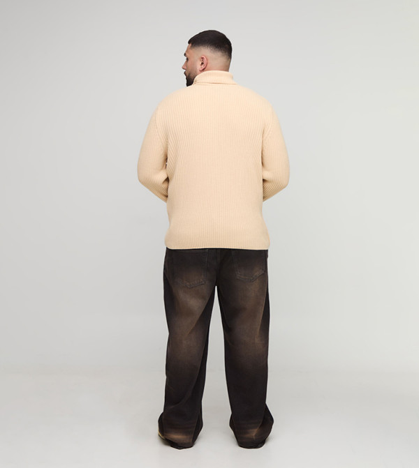 بوهو مان  سترات بياقة السلحفاة  - رملي  Turtle neck Sweaters