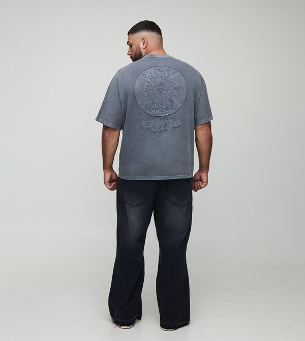 بوهو مان بوهو مان - رمادي Round Neck T-Shirts