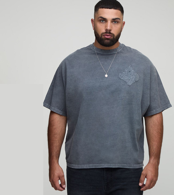 بوهو مان بوهو مان - رمادي Round Neck T-Shirts