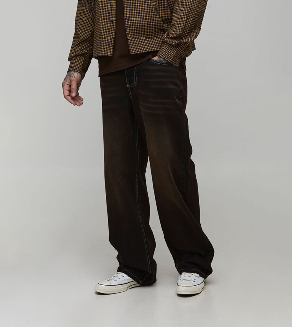 boohooMAN  - Brown Relaxed Jeans