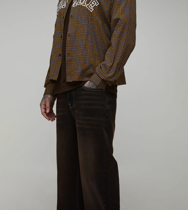 boohooMAN  - Brown Relaxed Jeans