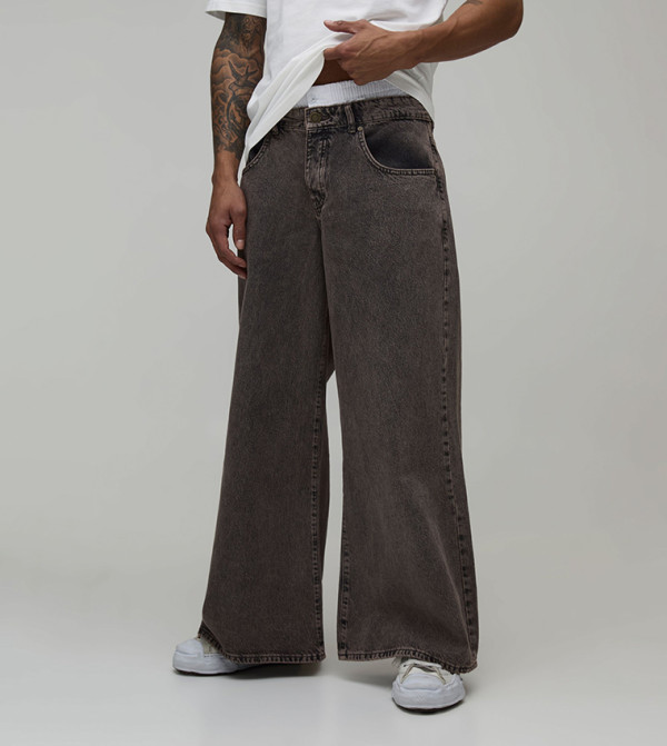 boohooMAN  Jeans - Grey Relaxed Jeans