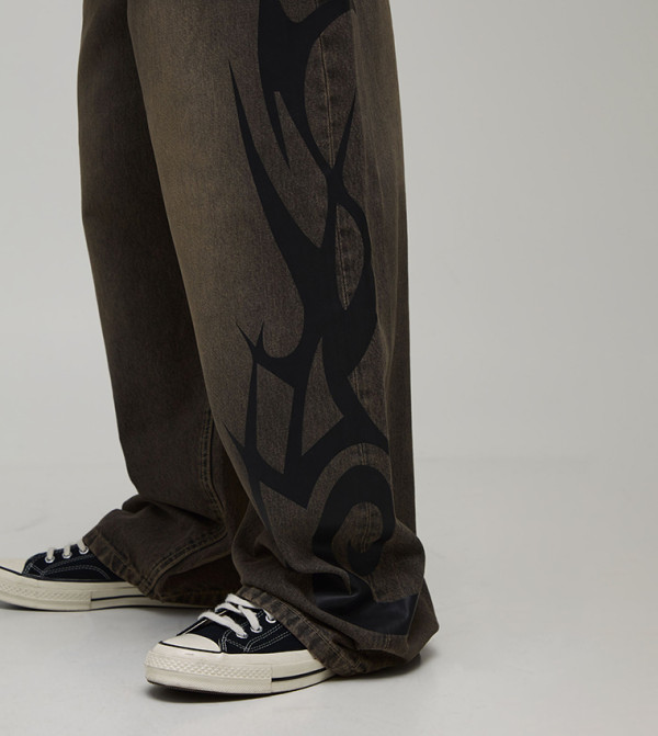 boohooMAN  Jeans - Brown Relaxed Jeans