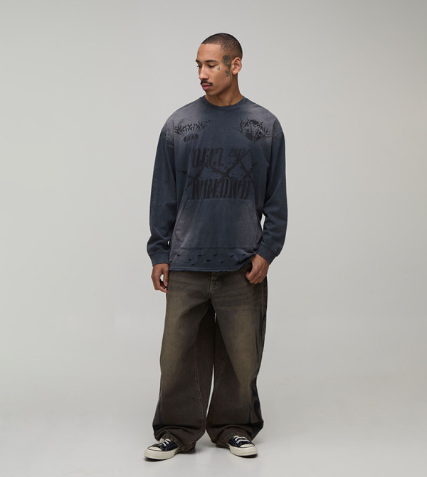 boohooMAN  Jeans - Brown Relaxed Jeans