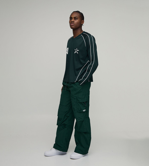 بوهو مان  relaxed-denim-cargo - أخضر بنطال مشي وركض - جوجرز