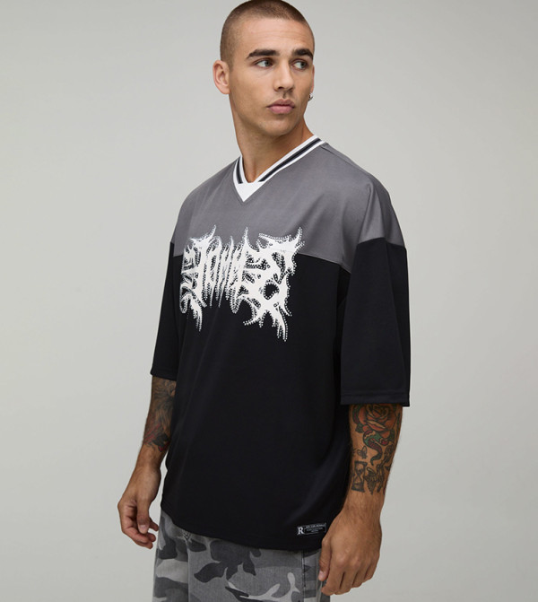 boohooMAN boohooMAN - BLACK V-Neck T-Shirts