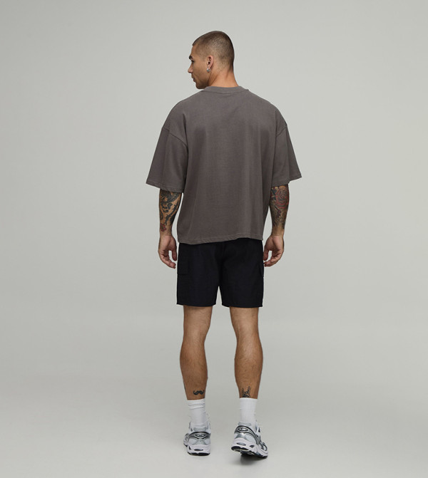 بوهو مان  شورت كارجو - سراويل كارجو - أسود Cargo Shorts