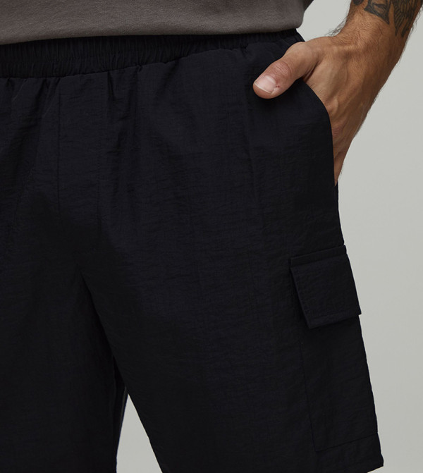 بوهو مان  شورت كارجو - سراويل كارجو - أسود Cargo Shorts