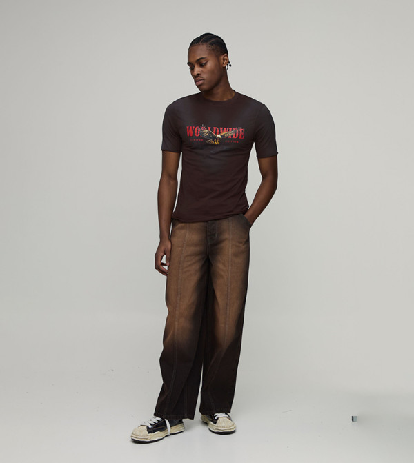 boohooMAN  Jeans - Brown Relaxed Jeans