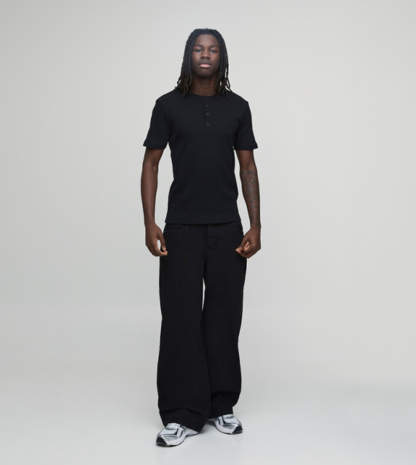 بوهو مان جينزات واسعة - أسود Relaxed Jeans