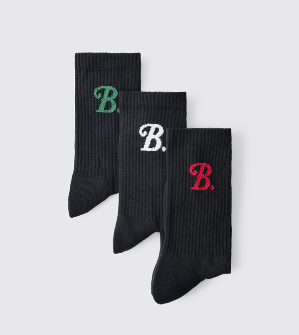 بوهو مان بوهو مان - أسود Calf Length Socks