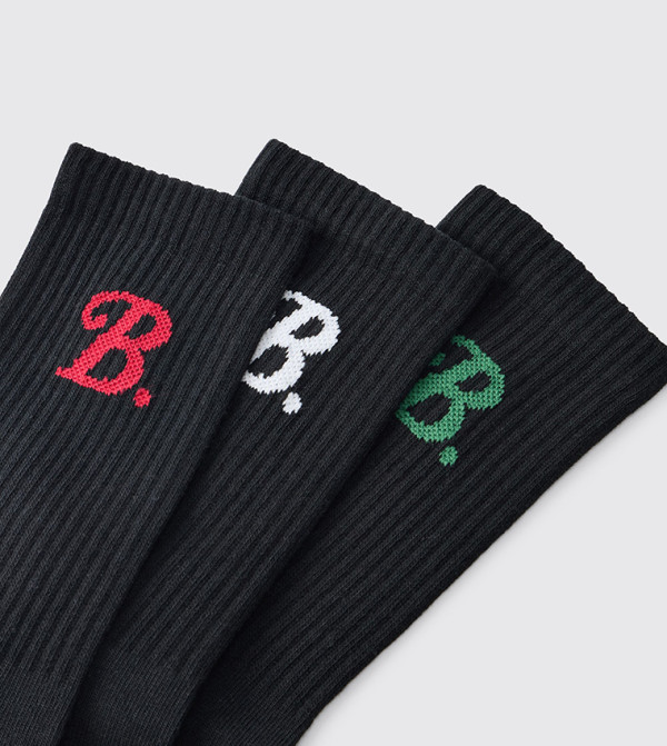 بوهو مان بوهو مان - أسود Calf Length Socks