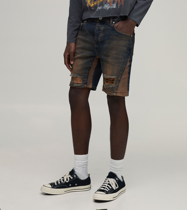 بوهو مان  شورتات جينز - أزرق غامق  Denim shorts